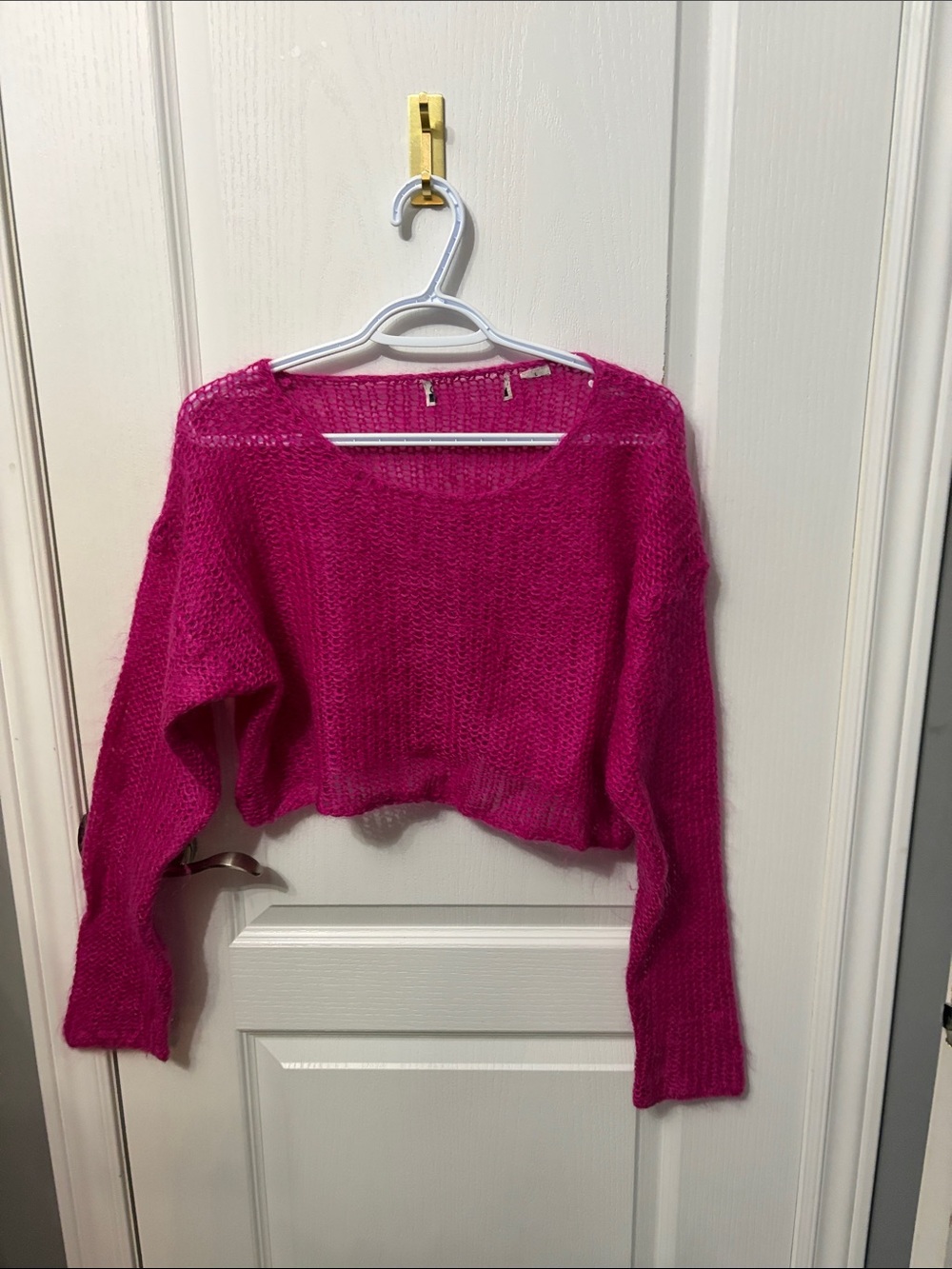 Fuchsia Cropped Lightweight Knit Sweater - Women